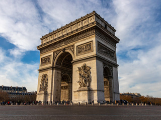 Fototapeta na wymiar View of famous Arc de Triomphe in Charles de Gaulle square in Paris, France