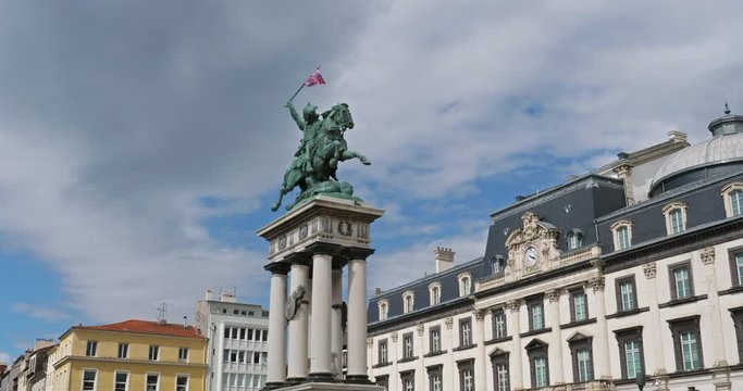 Clermont-ferrand, Puy de D&ocirc;me, Auvergne, France. Statue of Vercingetorix by sculptor Bartholdi in Place de Jaude.