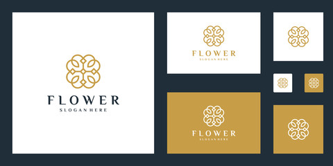 Minimalist elegant Flower logo design with line art style