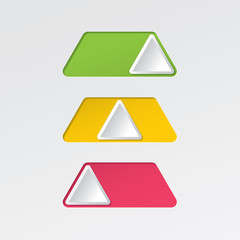 On and Off Triangle Blank Toggle Switch Buttons Set Modern Devices User Interface Mockup or Template - Green Red and Yellow on White Background - Gradient Graphic Design