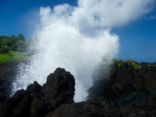Blow hole in Waianapanapa State Park, Hana, Maui