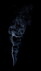 Photo of real white smoke on black background