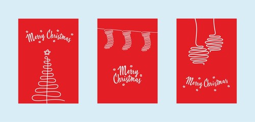 Christmas card set red. Vector.