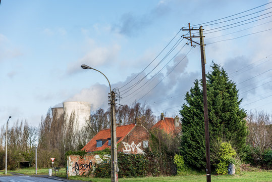 Abandoned city Doel in Belgium near nuclear power plant