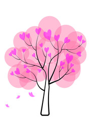 Pink tree with hearts.