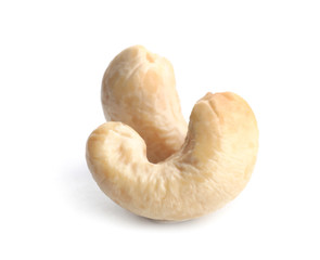 Tasty cashew nuts on white background