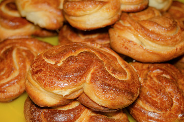 fresh, tasty, just cooked homemade pastries on a dish.