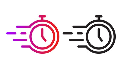 Time icon with a white background, Clock symbol, Stopwatch sign, vector illustration element