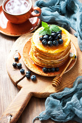 Fresh pancakes  with blueberry