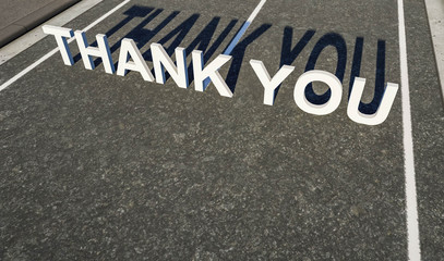 Thank You Text on Street, 3D Rendering