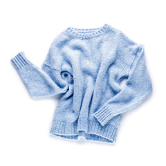 Stylish sweater on white background