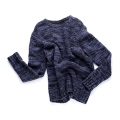 Stylish sweater on white background