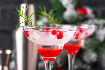 Cranberry margarita cocktail. Christmas drink