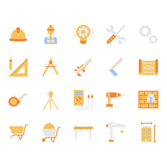 Engineering icon and symbol set in flat design