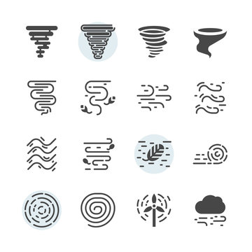 Tornado icon and symbol set in glyph design