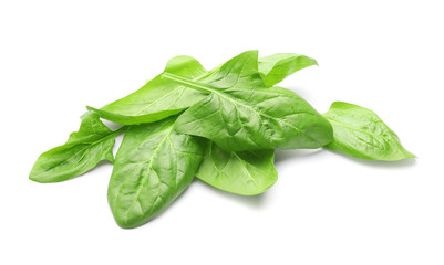 Fresh spinach on white background
