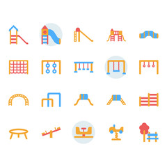Fototapeta premium Playground icon and symbol set in flat design