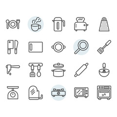 Kitchenware icon and symbol set in outline design