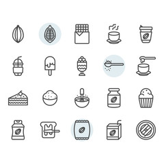 Cocoa icon and symbol set in outline design