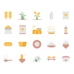 Rice icon and symbol set in flat design