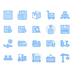 Package delivery and logistic related icon and symbol set