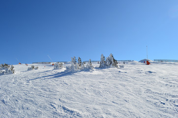 Ski slopes in a bright, sunny winter day, Kopaonik, Serbia