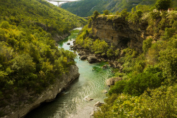 Fototapeta na wymiar Tara river canyon, mountains and forests around in the Durmitor nature park, Montenegro