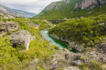 Fototapeta na wymiar Tara river canyon, mountains and forests around in the Durmitor nature park, Montenegro