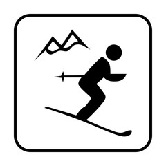 Downhill skiing symbol icon