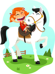 little girl riding horse