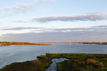 Train bridge over raritan bay