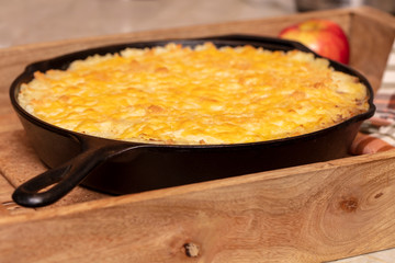 Shepherds Pie made in a cast iron skillet