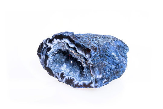 Isolated blue quartz geode