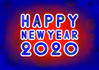 Happy New Year 2020 banner on lush lava and phantom blue background
