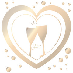Champaigne glasses in a luxury heart