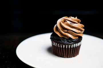 Chocolate cupcake with chocolate frosting