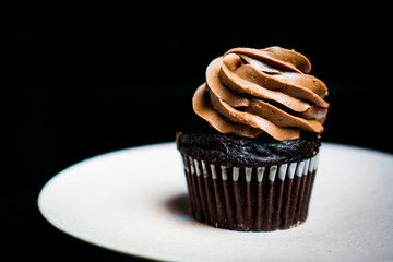 Chocolate cupcake with chocolate frosting