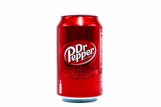 Dr Pepper Can. Carbonated Soft Drink With Sugar And Switeeners