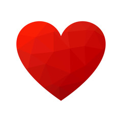 Obraz na płótnie Canvas Red low poly heart. Symbol of love and St Valentines Day. Vector illustration
