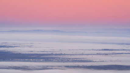 Beautiful foggy morning in Alsace