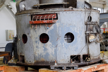 Engines of water pumps at a water pumping station. Pumping irrig