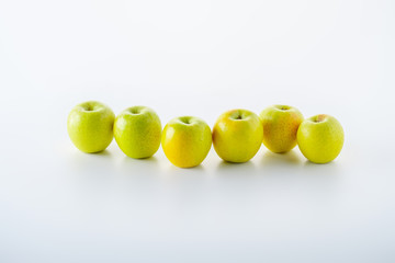 Green apples on white background