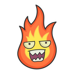 Angry fireball cartoon illustration