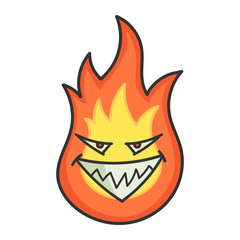 Evil fireball cartoon illustration