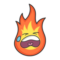 Sad fireball cartoon illustration