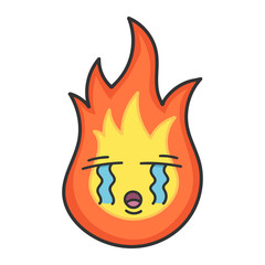 Sad fireball cartoon illustration
