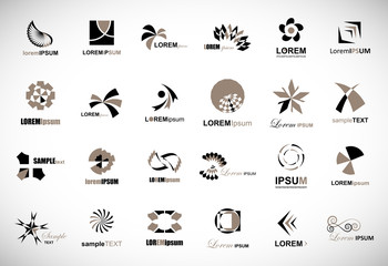 Abstract Element Logo Set. Vector Isolated On Gray. Abstract Element Logo For Company And Business Symbol, Tech Icon And Element Design. Creative Icons For Corporate Logo. Abstract Modern Template