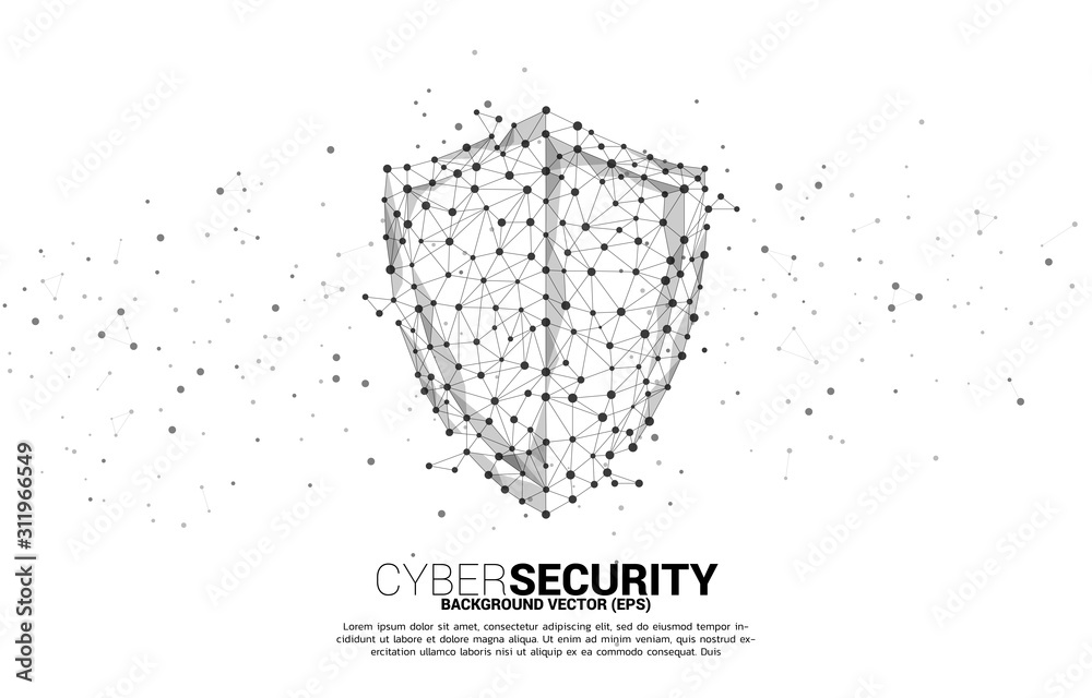 Poster protection shield icon from dot connect line polygon network. concept of guard security and safety