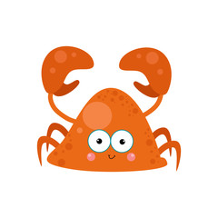Crab Character Cute Cartoon Funny Happy Vector Template Design Illustration