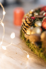 Obraz na płótnie Canvas Christmas red wreath , holidays mood